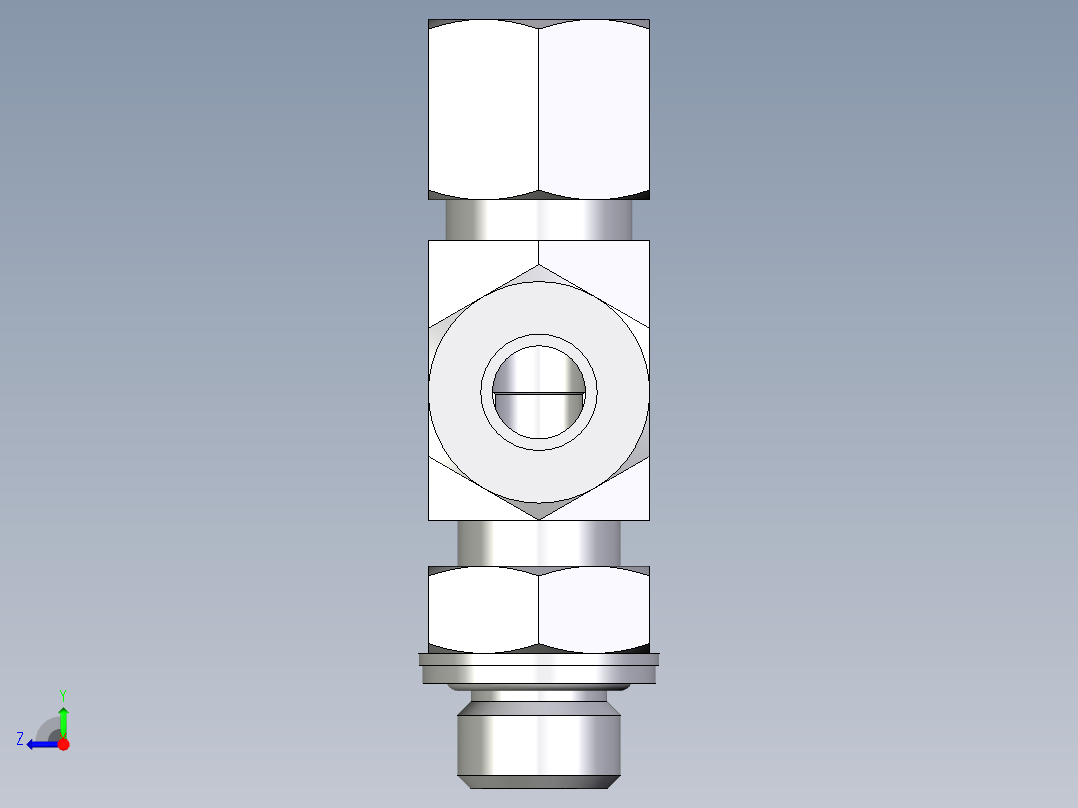 卡套式工业通用硬管接头EO_Adjustable_locknut_run_tee_LEE10LMCF右视图