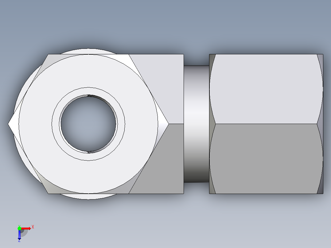 卡套式工业通用硬管接头EO_Adjustable_locknut_run_tee_LEE10LMCF俯视图