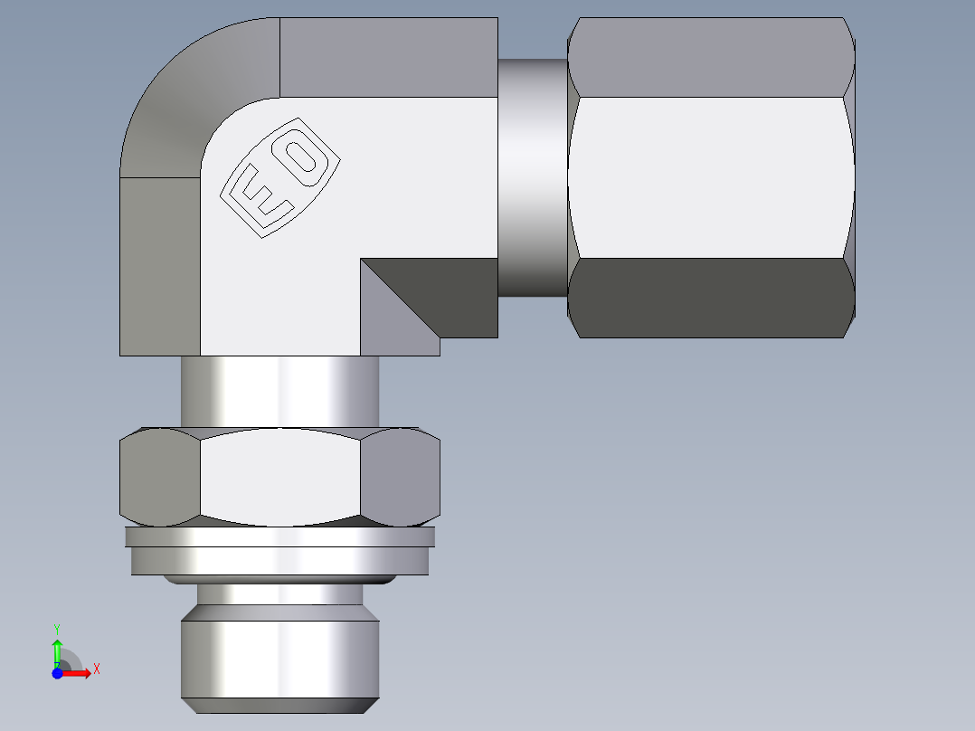 卡套式工业通用硬管接头EO_Adjustable_Locknut_elbow_WEE06LMCF前视图