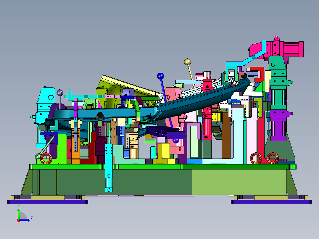 新能源汽车侧围外板工装左视图