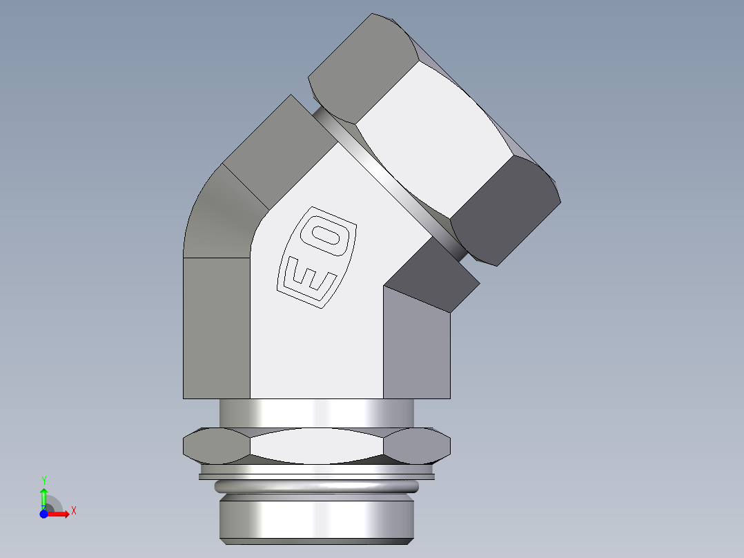 卡套式工业通用硬管接头EO_Adjustable_locknut_45_deg_elbow_VEE35ZLMORCF前视图
