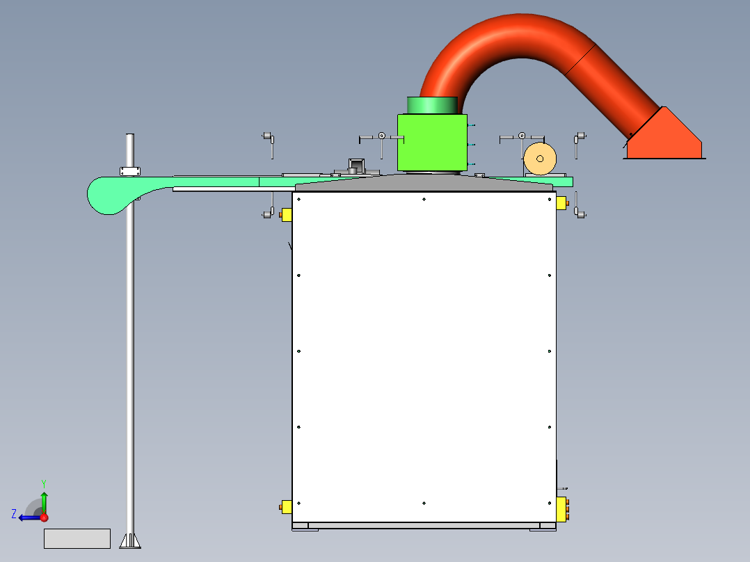悬挂链红外烤箱（sw18可编辑+BOM+cad）右视图