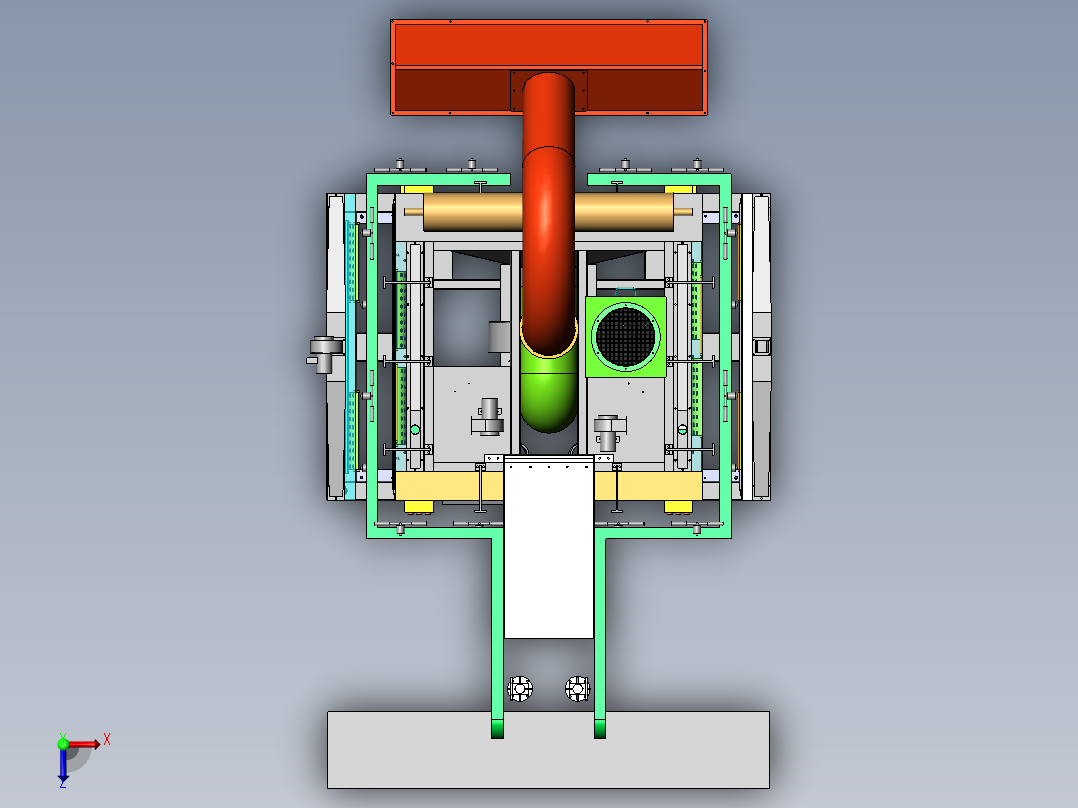 悬挂链红外烤箱（sw18可编辑+BOM+cad）俯视图