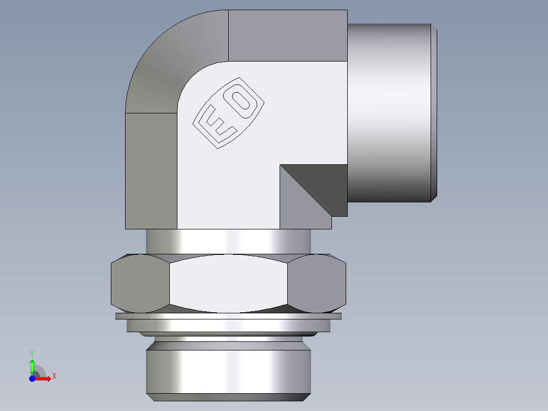 卡套式工业通用硬管接头EO_Adjustable_Locknut_elbow_WEE25SROMDCF前视图