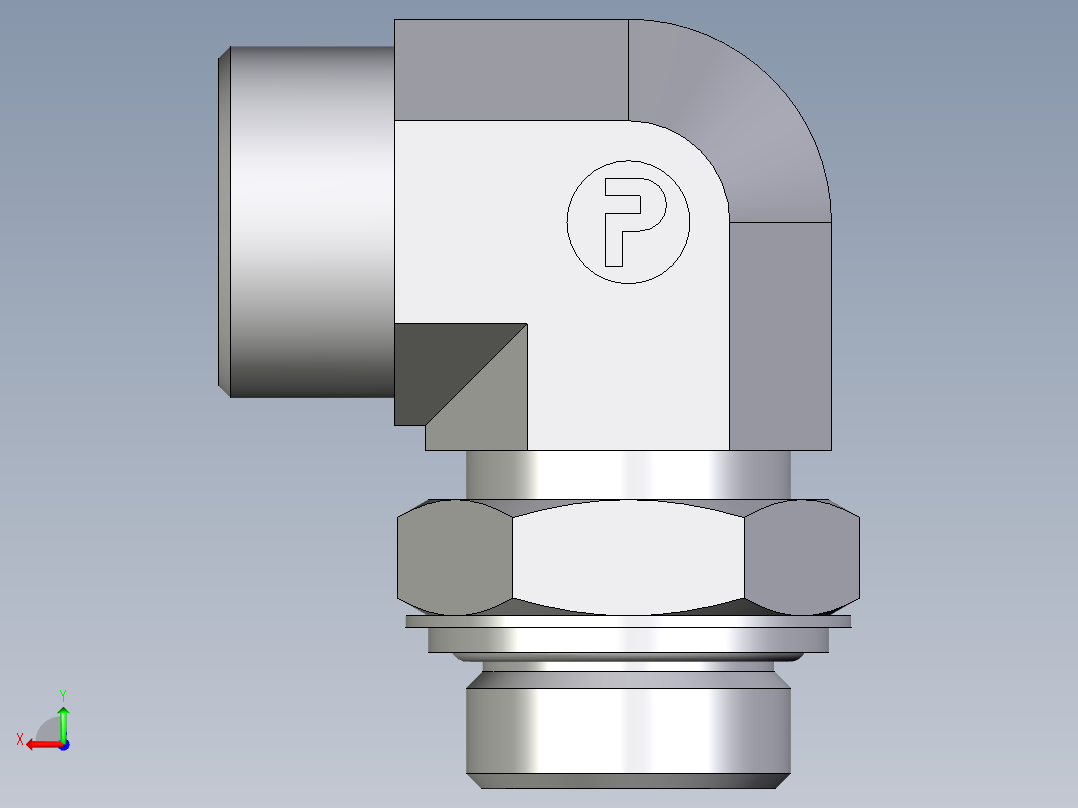 卡套式工业通用硬管接头EO_Adjustable_Locknut_elbow_WEE25SROMDCF后视图