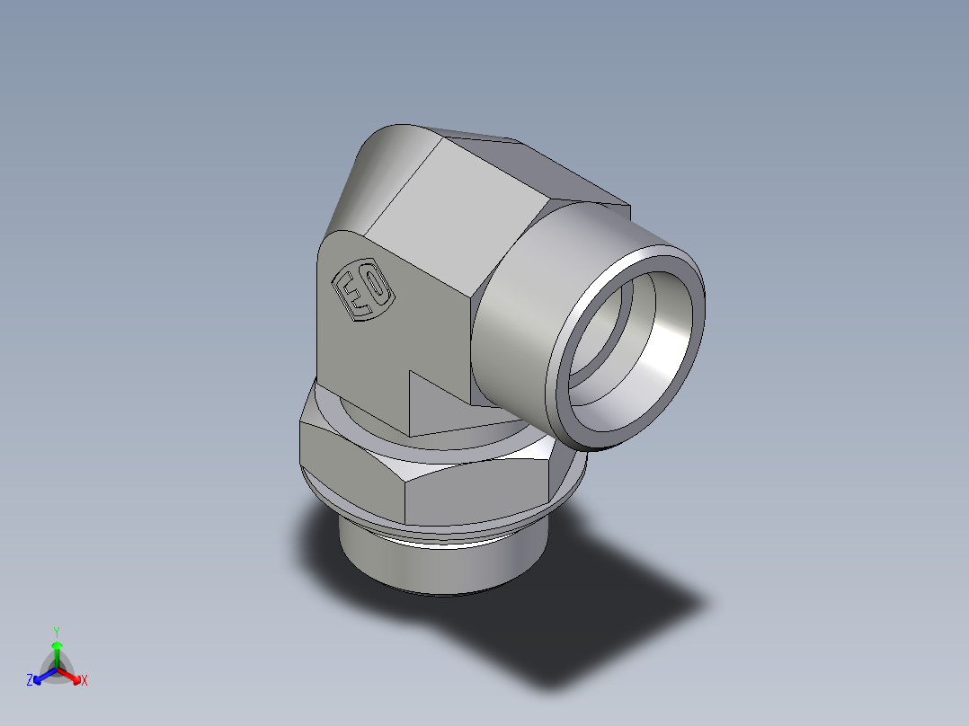 卡套式工业通用硬管接头EO_Adjustable_Locknut_elbow_WEE25SROMDCF正等轴测图