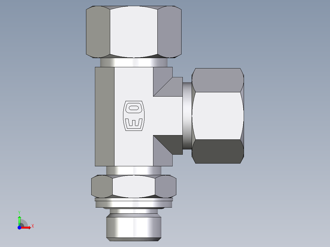 卡套式工业通用硬管接头EO_Adjustable_locknut_run_tee_LEE15LMCF前视图