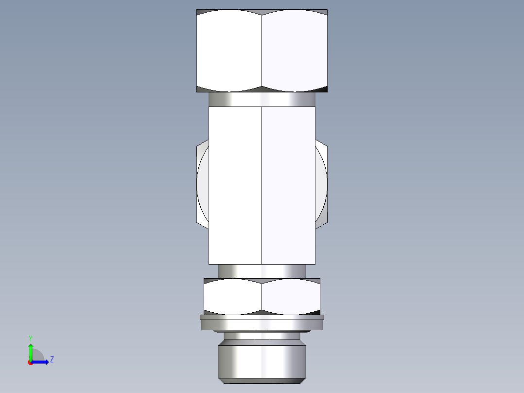 卡套式工业通用硬管接头EO_Adjustable_locknut_run_tee_LEE15LMCF左视图