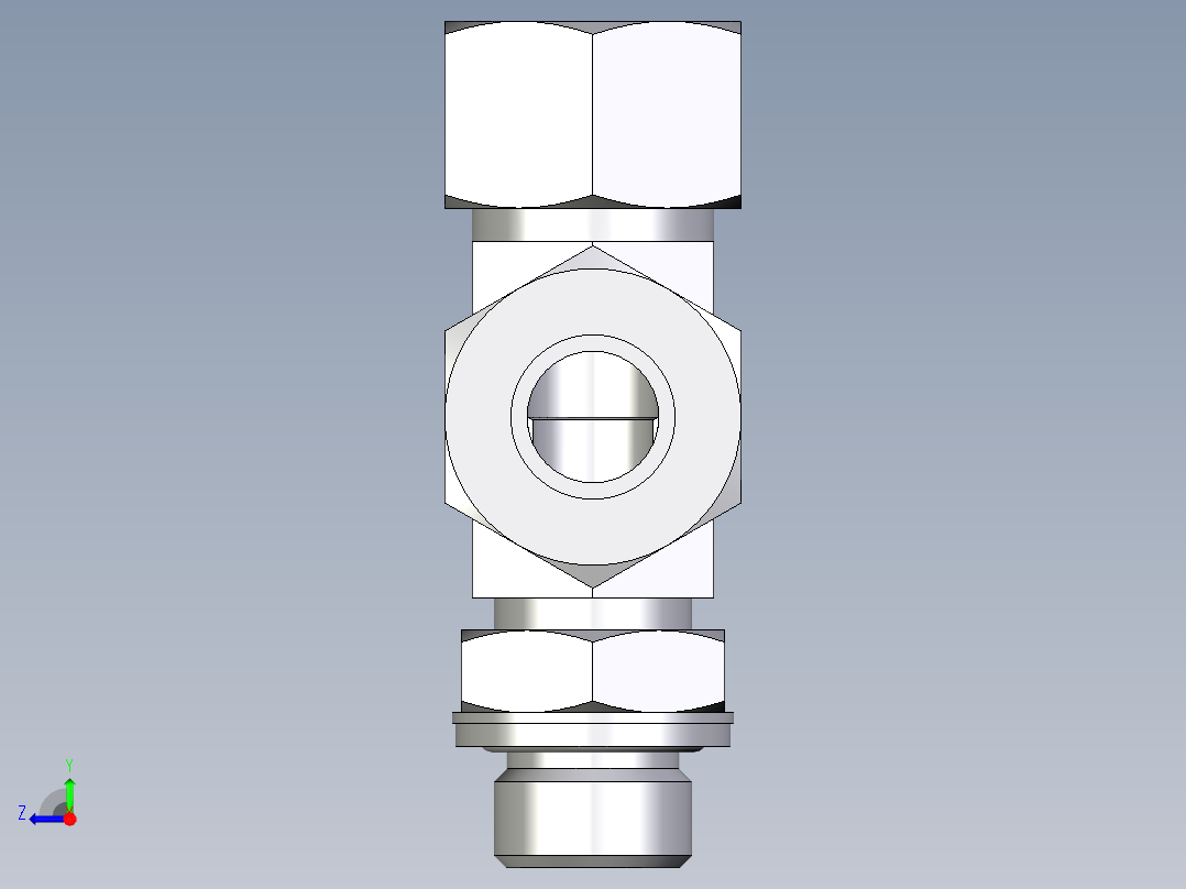 卡套式工业通用硬管接头EO_Adjustable_locknut_run_tee_LEE15LMCF右视图