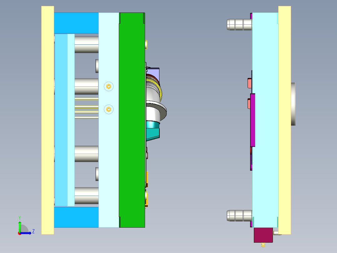 管件注射模具3D模型图纸 X_T格式左视图