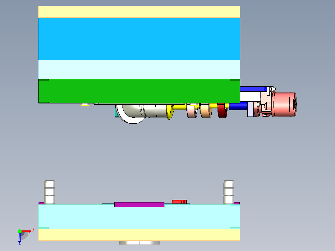 管件注射模具3D模型图纸 X_T格式俯视图