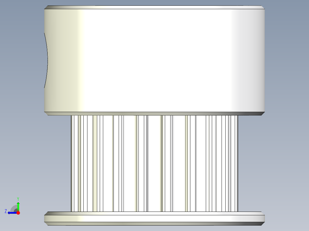 2GT滑轮，BF型，20齿，外径16毫米；6mm和10mm皮带宽度；5毫米、6毫米和8毫米孔径。M4在模型中安装螺丝右视图