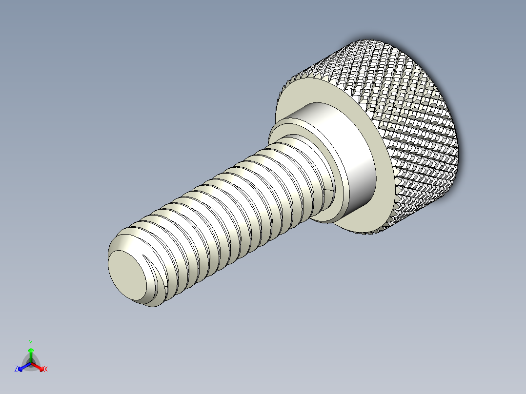 滚花指旋螺钉-M14 x 14mm正等轴测图