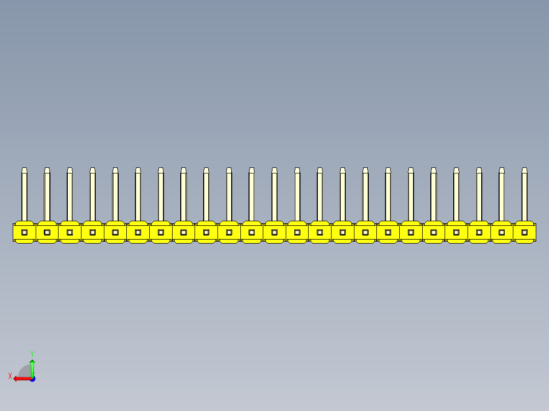 彩色公排针 100mil 2.54mm 系列-DS1022_yellow_23p_100mil_TypeU_rev1.0后视图
