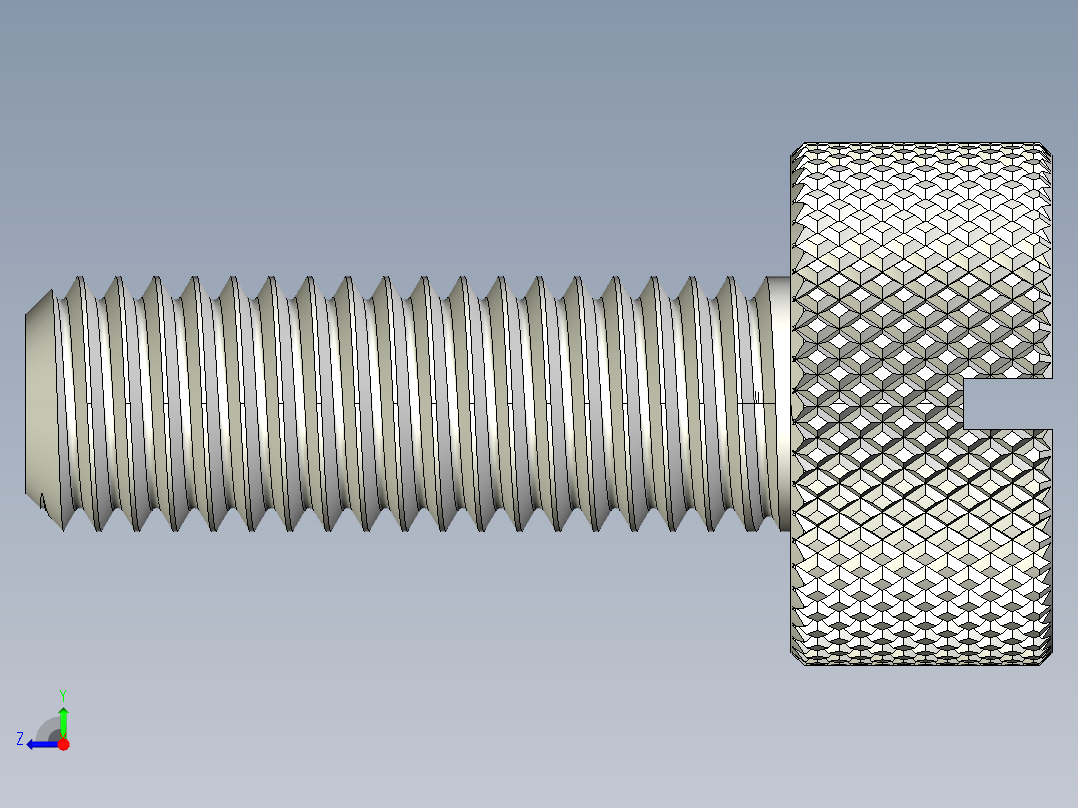 开槽滚花螺钉-M10 x 30mm右视图