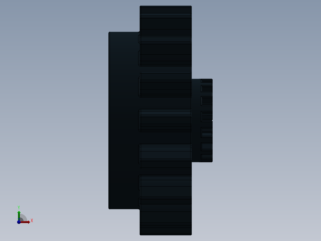 6542 Black Technic Gear 16 Tooth with Clutch.SLDPRT前视图