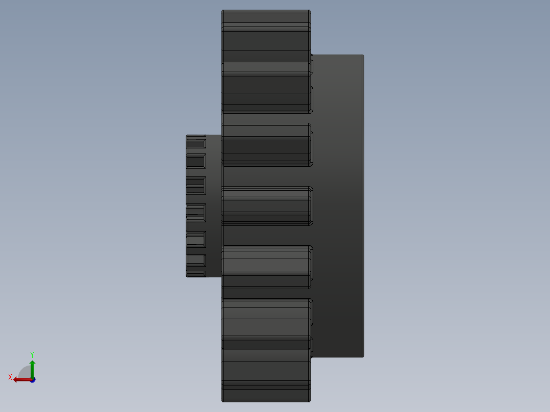 6542 OldDkGrey Technic Gear 16 Tooth with Clutch.SLDPRT后视图