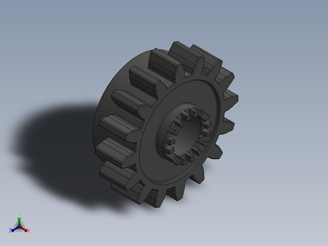 6542 OldDkGrey Technic Gear 16 Tooth with Clutch.SLDPRT正等轴测图