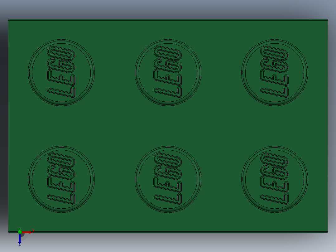 乐高套装 4421基本积木-4109674 - 3002 Dark Green Brick 2 x 3.SLDPRT俯视图