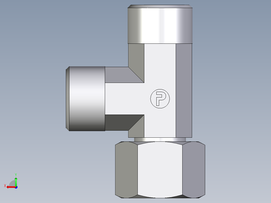 卡套式工业通用硬管接头EO_Swivel_nut_run_tee_EL12SOMDCF后视图
