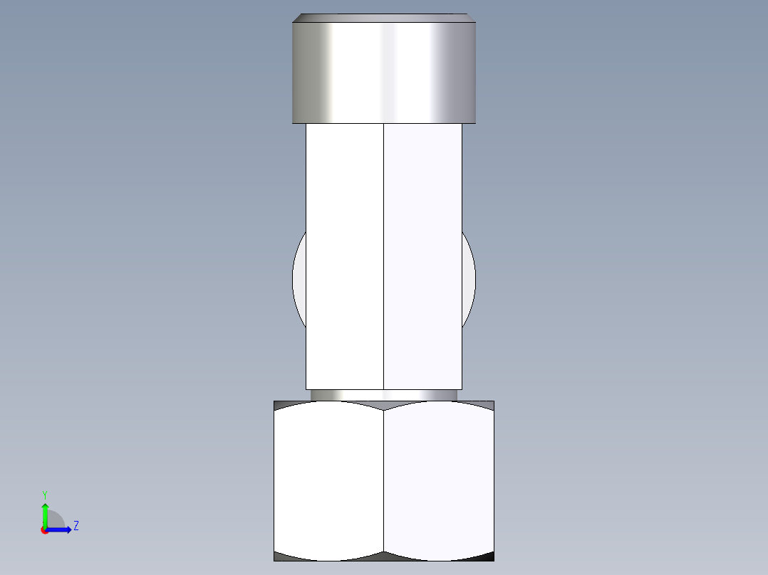 卡套式工业通用硬管接头EO_Swivel_nut_run_tee_EL12SOMDCF左视图