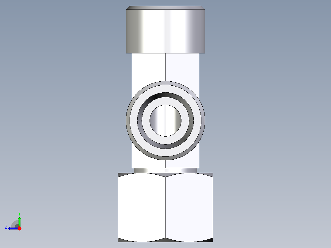 卡套式工业通用硬管接头EO_Swivel_nut_run_tee_EL12SOMDCF右视图