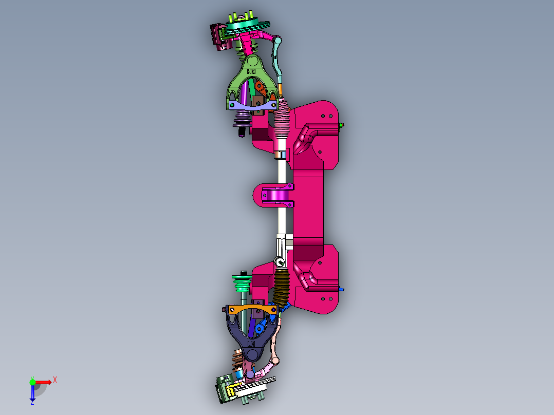 紧凑型轿车独立悬架系统俯视图