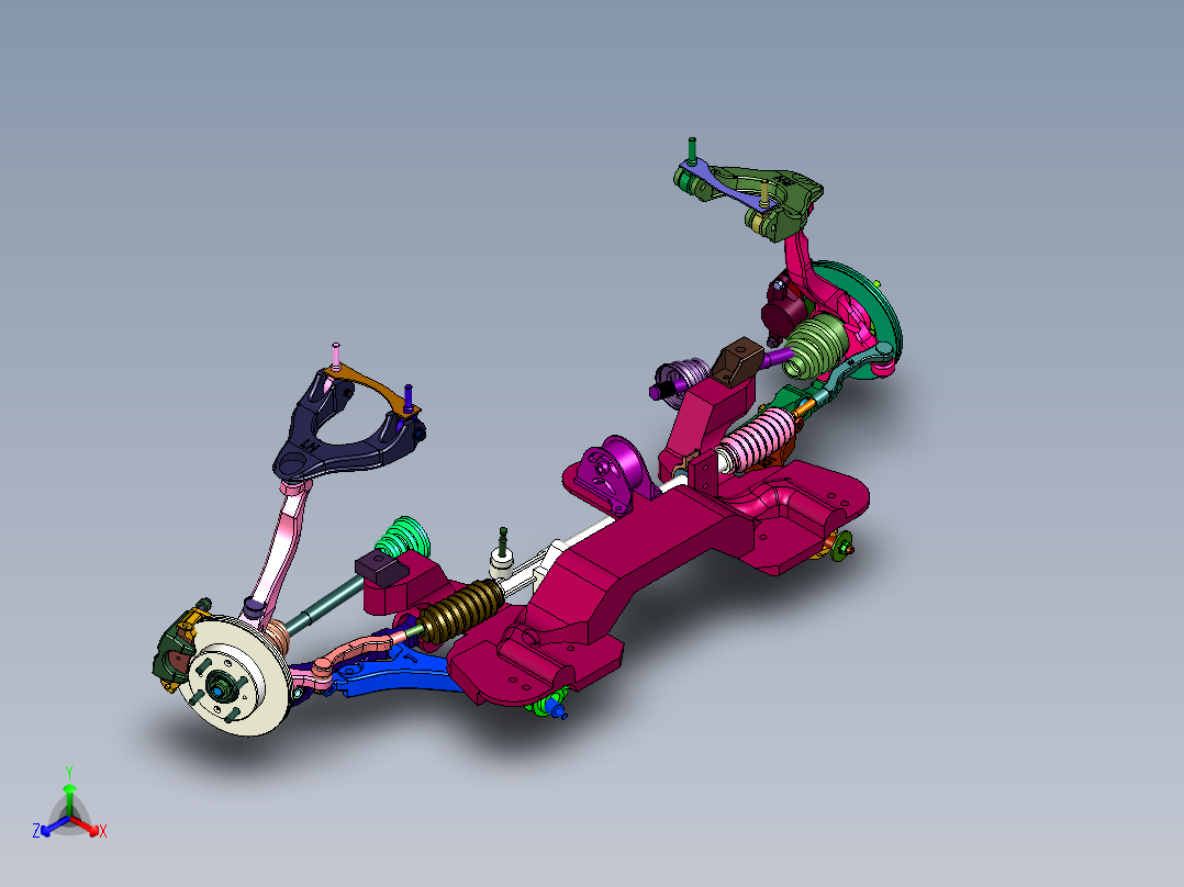 紧凑型轿车独立悬架系统正等轴测图