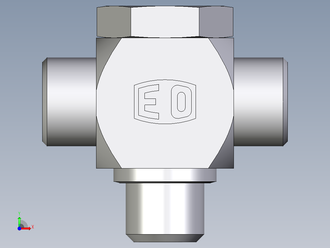 卡套式工业通用硬管接头EO_High_pressure_banjo_tee_TH12LMOMDCF前视图