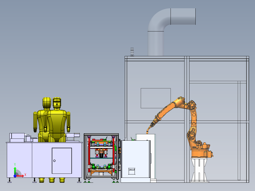钢架机器人焊接站sw22可编辑前视图