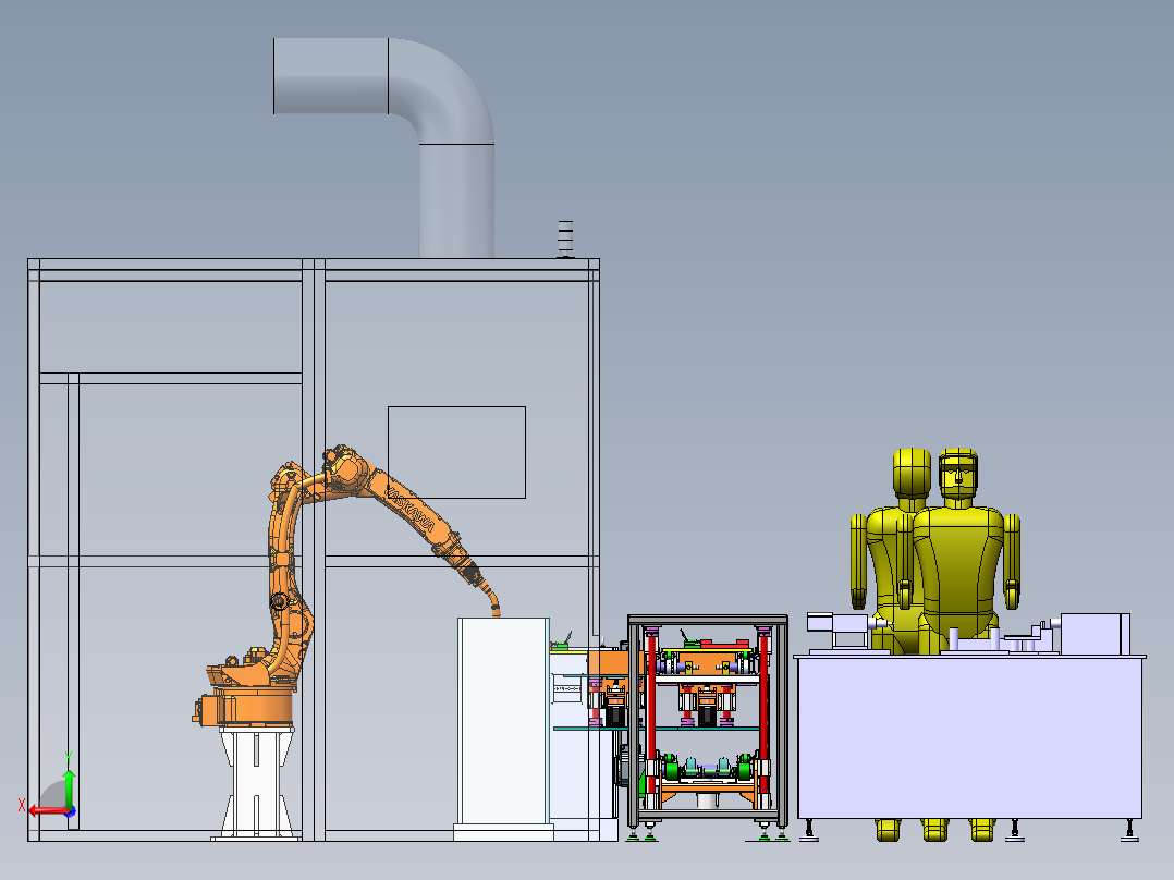 钢架机器人焊接站sw22可编辑后视图