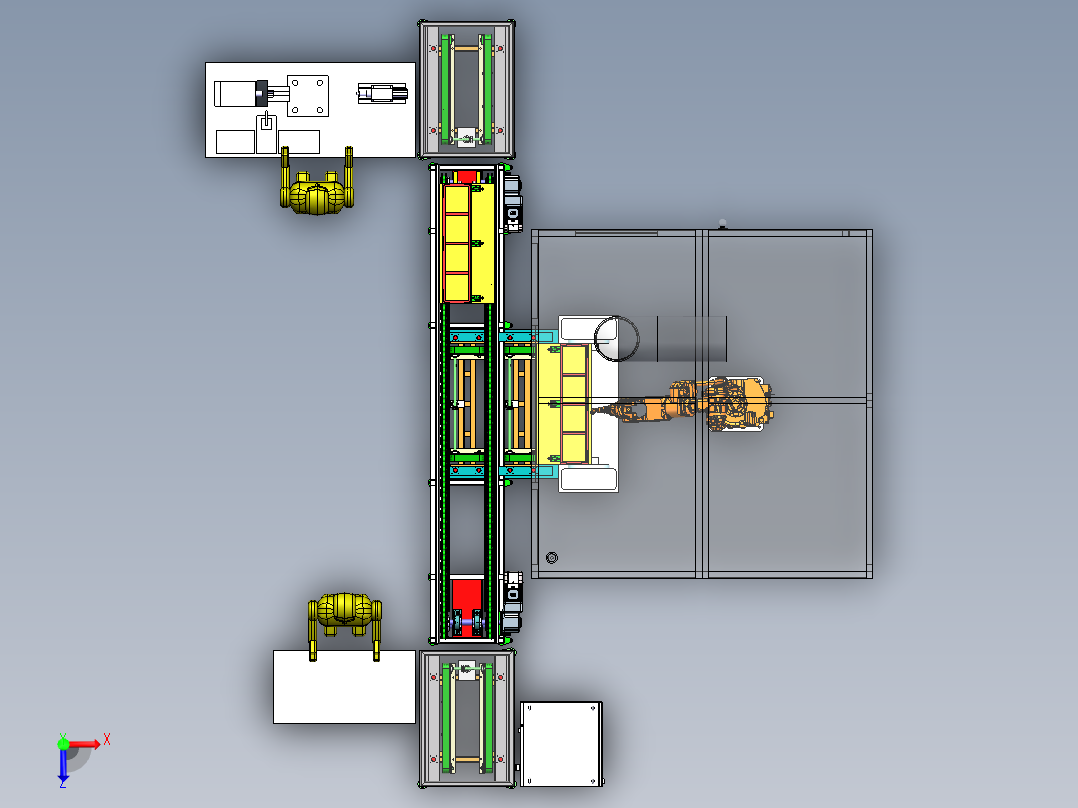 钢架机器人焊接站sw22可编辑俯视图