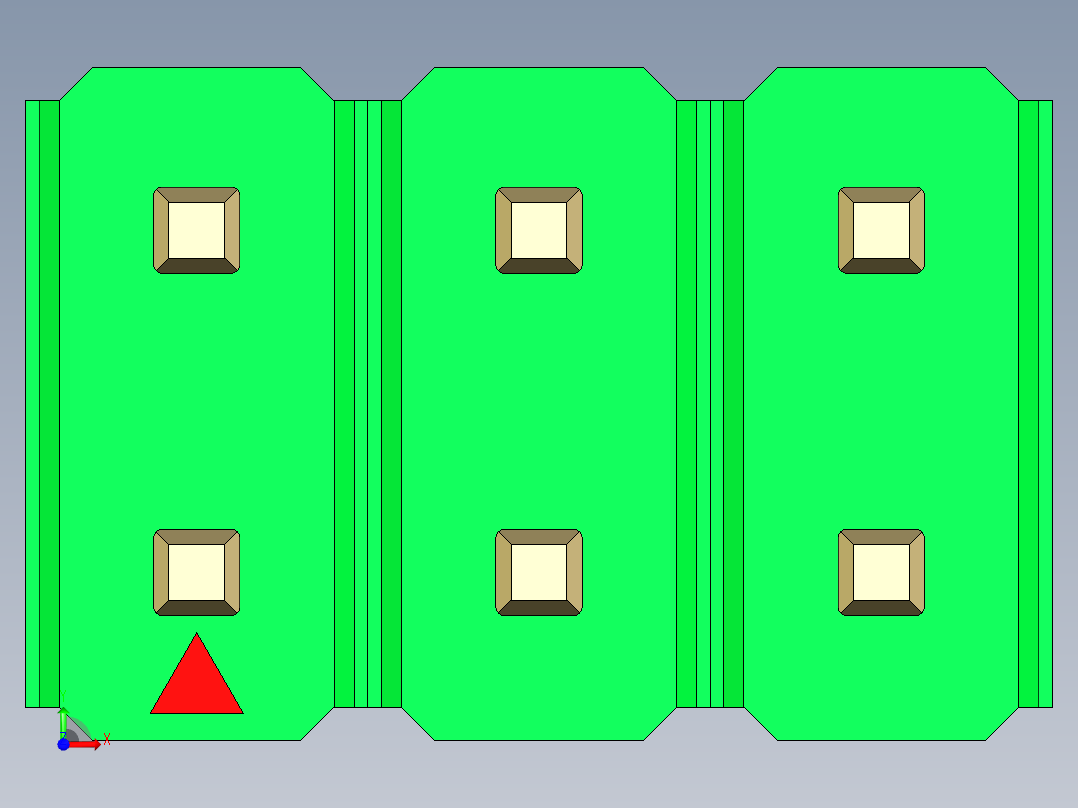 彩色公头100mil（2.54mm）系列-DS1021_green_2x03p_100mil_Type43_rev1.0前视图
