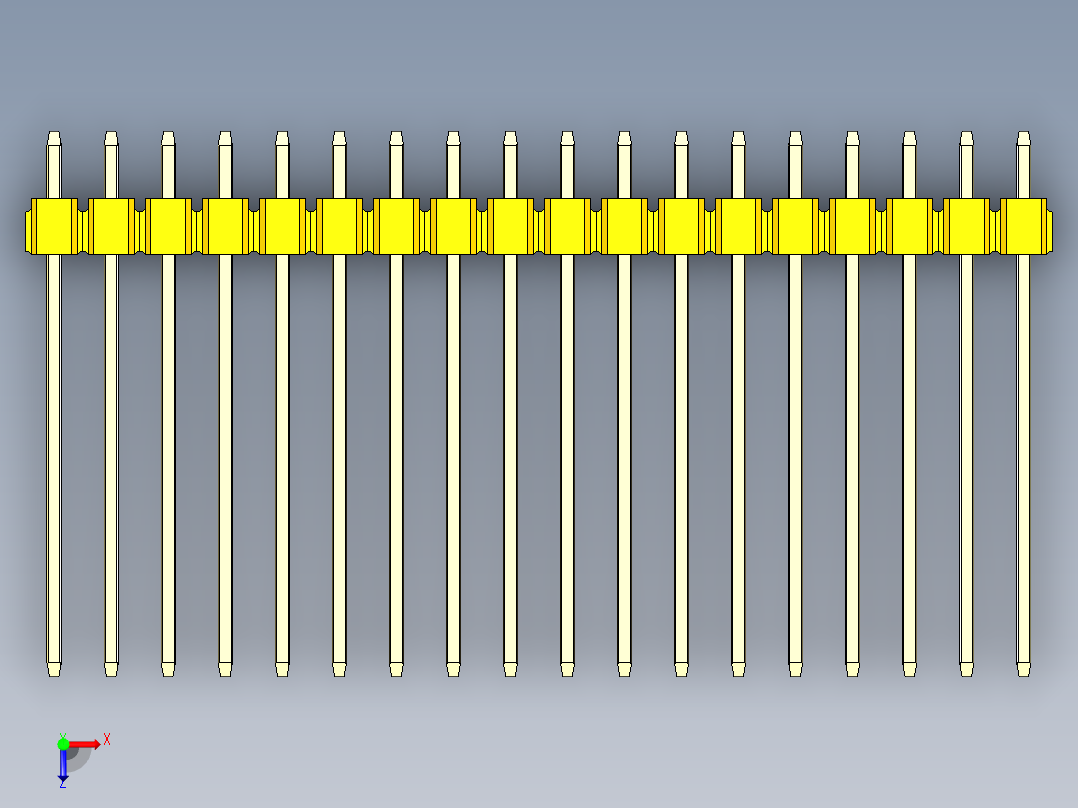 彩色公头100mil（2.54mm）系列-DS1021_yellow_1x18p_100mil_Type19_rev1.0俯视图