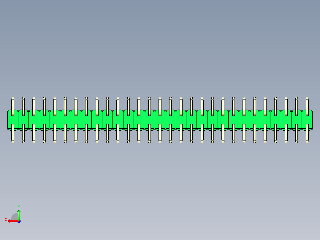 彩色公排针 100mil 2.54mm 系列-DS1022_green_58p_100mil_TypeSMT_rev1.0后视图