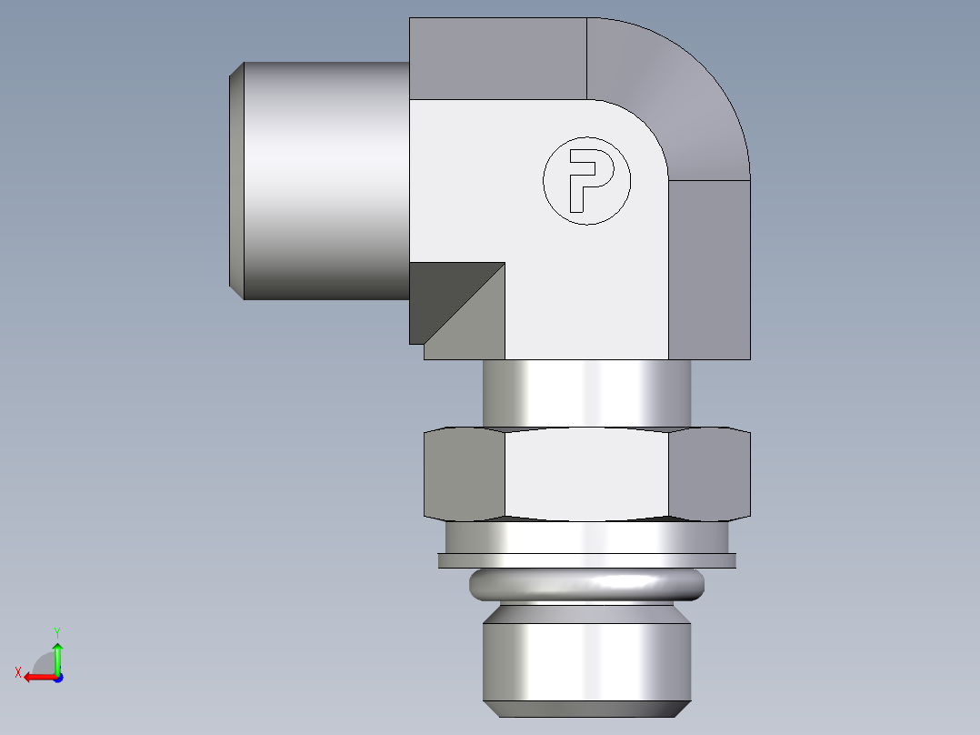 卡套式工业通用硬管接头EO_Adjustable_Locknut_elbow_WEE08SMOROMDCF后视图