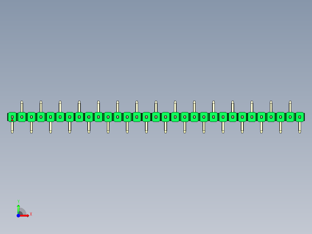 彩色公排针 100mil 2.54mm 系列-DS1022_green_31p_100mil_Type_SMT_R2_rev1.0前视图