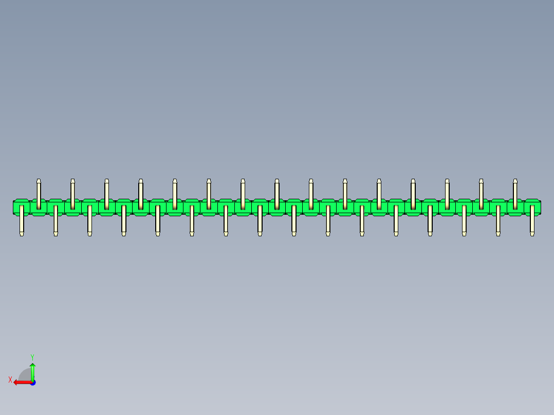 彩色公排针 100mil 2.54mm 系列-DS1022_green_31p_100mil_Type_SMT_R2_rev1.0后视图