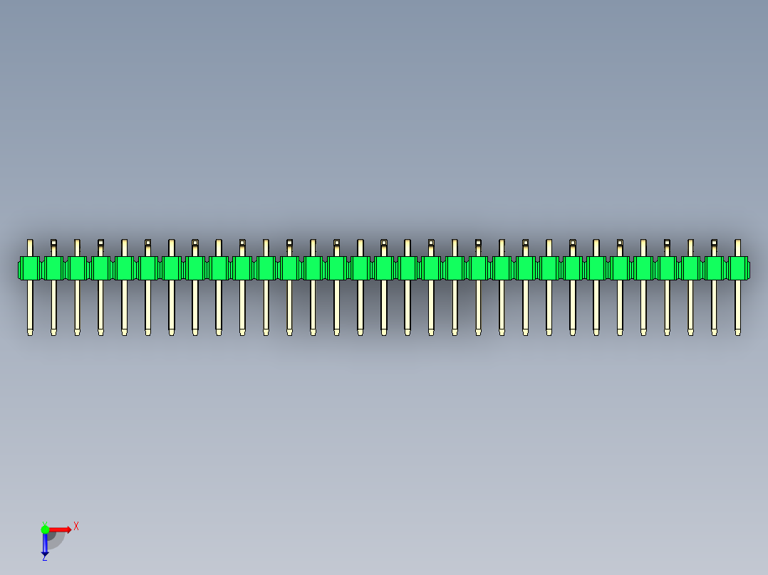 彩色公排针 100mil 2.54mm 系列-DS1022_green_31p_100mil_Type_SMT_R2_rev1.0俯视图