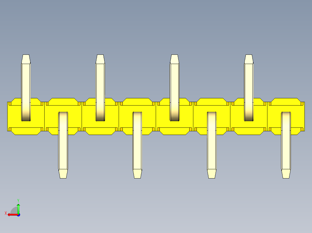 彩色公排针 100mil 2.54mm 系列-DS1022_yellow_08p_100mil_Type_SMT_R2_rev1.0后视图