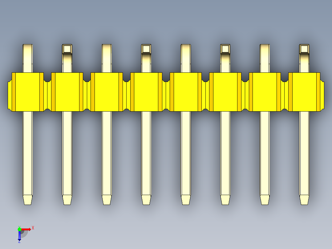 彩色公排针 100mil 2.54mm 系列-DS1022_yellow_08p_100mil_Type_SMT_R2_rev1.0俯视图
