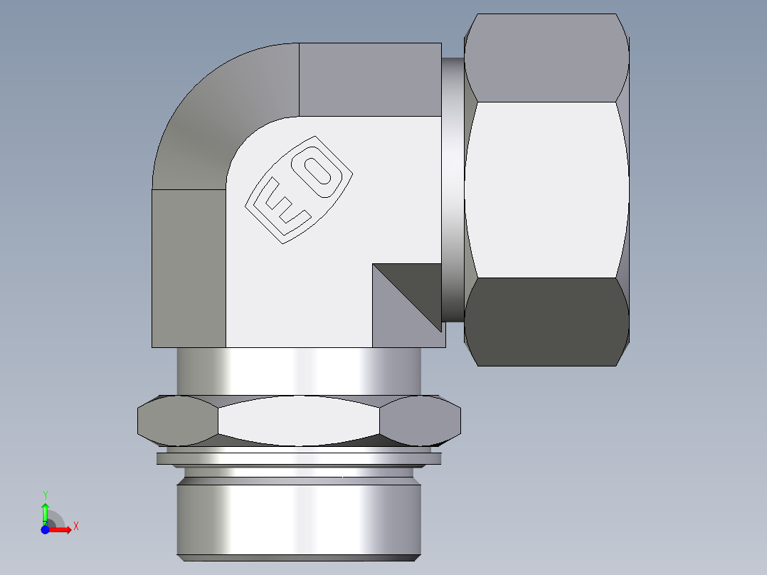 卡套式工业通用硬管接头EO_Adjustable_Locknut_elbow_WEE38SMCF前视图