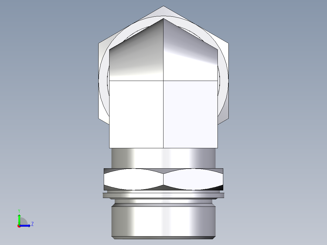 卡套式工业通用硬管接头EO_Adjustable_Locknut_elbow_WEE38SMCF左视图