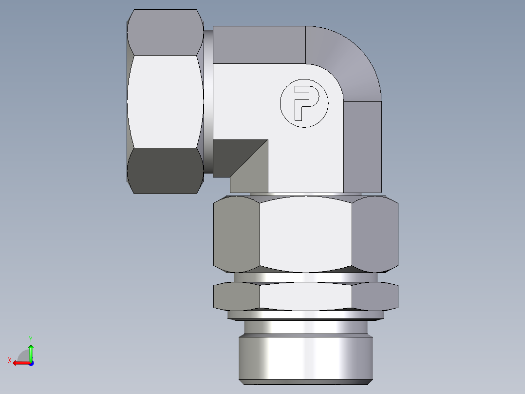 卡套式工业通用硬管接头EO_Assembled_adjustable_standpipe_elbow_EVW35LM71后视图