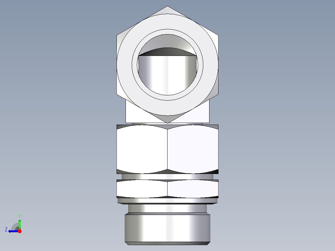 卡套式工业通用硬管接头EO_Assembled_adjustable_standpipe_elbow_EVW35LM71右视图