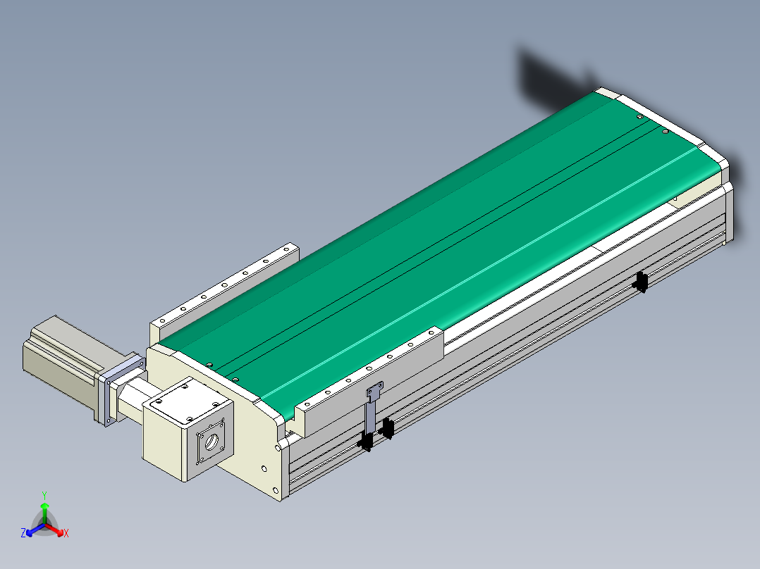 东锦同步带传动-直线滑台模组DH270B-C-L150-S450-BL-P750W-C3正等轴测图