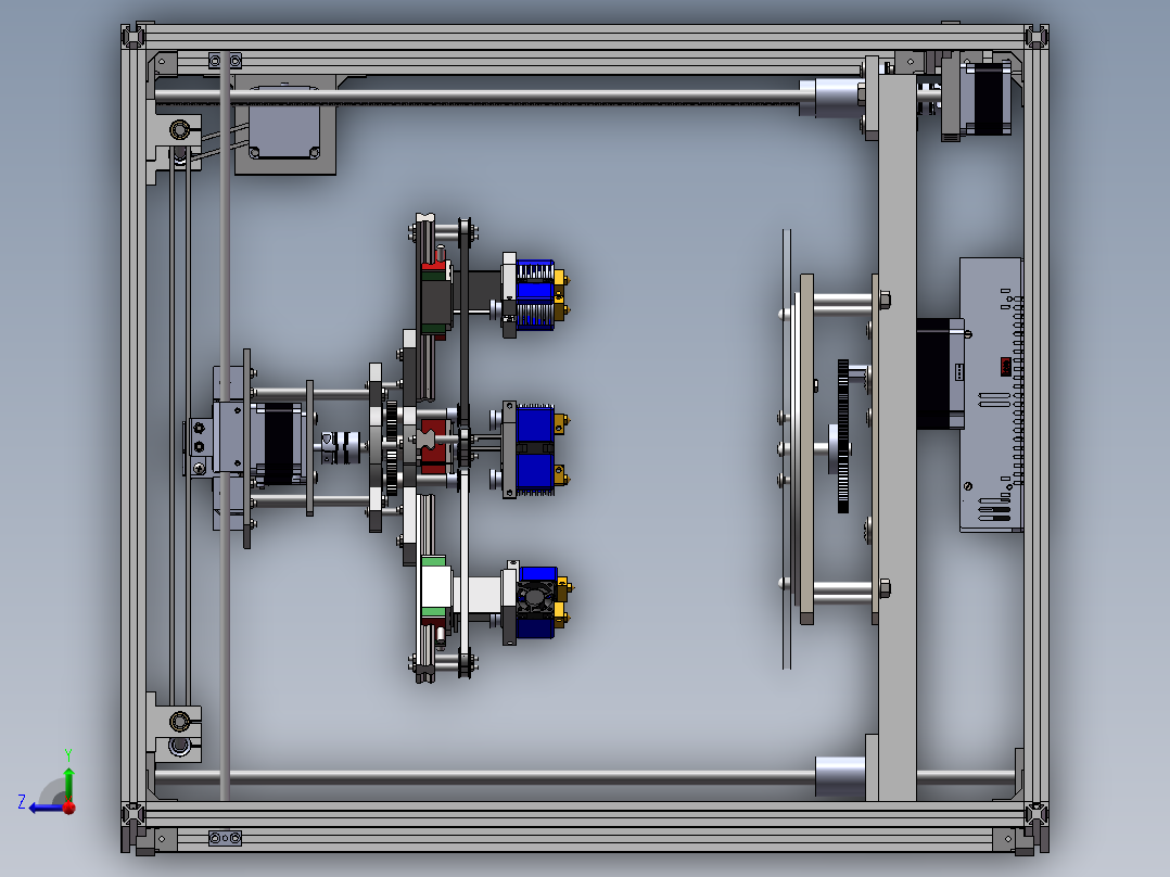 新型3D打印机结构设计含三维图右视图