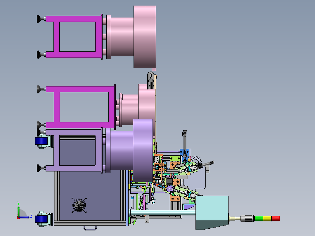 按钮开关自动组装机3D数模图纸 Solidworks设计左视图