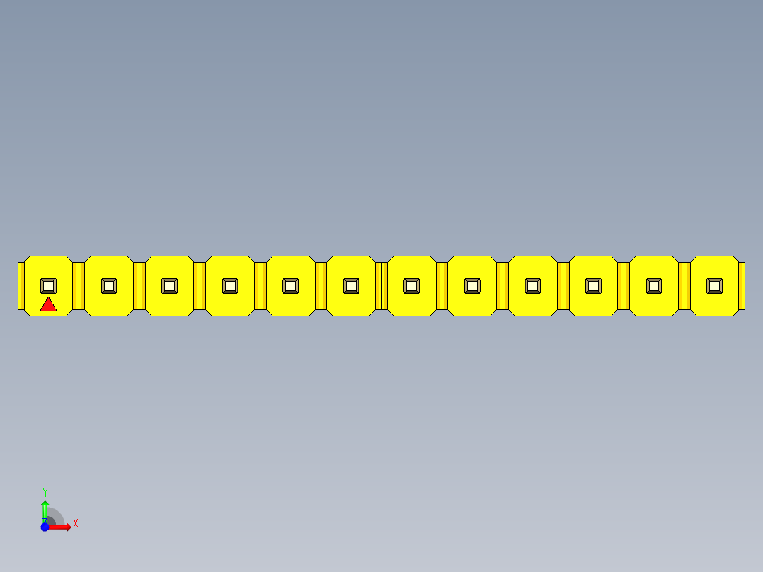 彩色公头100mil（2.54mm）系列-DS1021_yellow_1x12p_100mil_Type1_rev1.0前视图