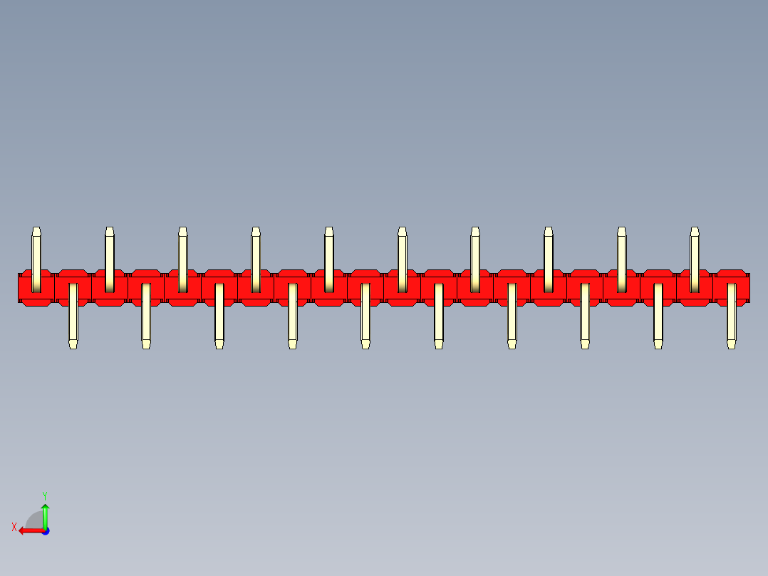 彩色公排针 100mil 2.54mm 系列-DS1022_red_20p_100mil_Type_SMT_R2_rev1.0后视图